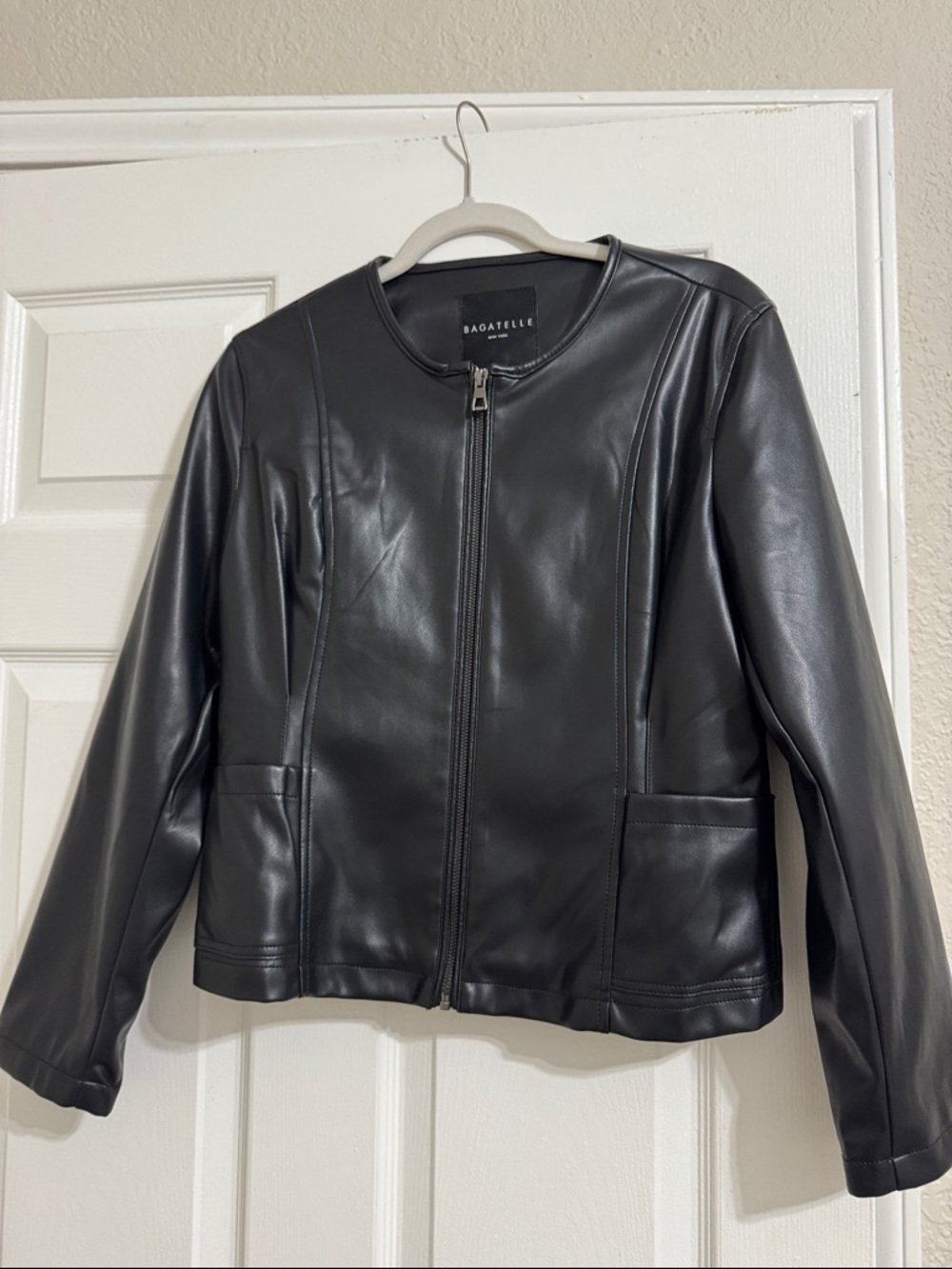 bagatelle Black Faux Leather Zip-Front Jacket